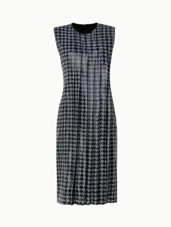 AKRIS Houndstooth Sequins On Organza Midi Dress