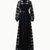 AKRIS Houndstooth Embroidery On Tulle Gown