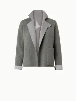 AKRIS Reversible Cashmere Knit Composed Letters Intarsia Double-Face Jacket -AKRIS sale 770149