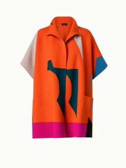 AKRIS Reversible Cashmere Knit Composed Letters Intarsia Double-Face Cape -AKRIS sale 770191