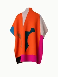 AKRIS Reversible Cashmere Knit Composed Letters Intarsia Double-Face Cape -AKRIS sale 770192