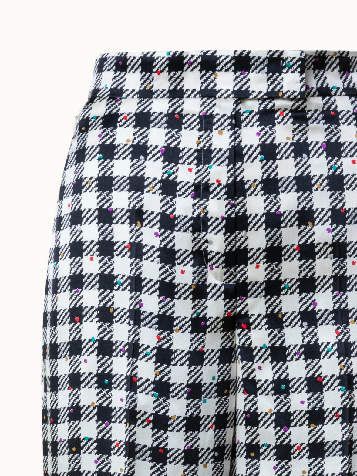 AKRIS Silk Satin Wide Leg Pants With Tweed Check Print 3 AKRIS Silk Satin Wide Leg Pants With Tweed Check Print - Image 3