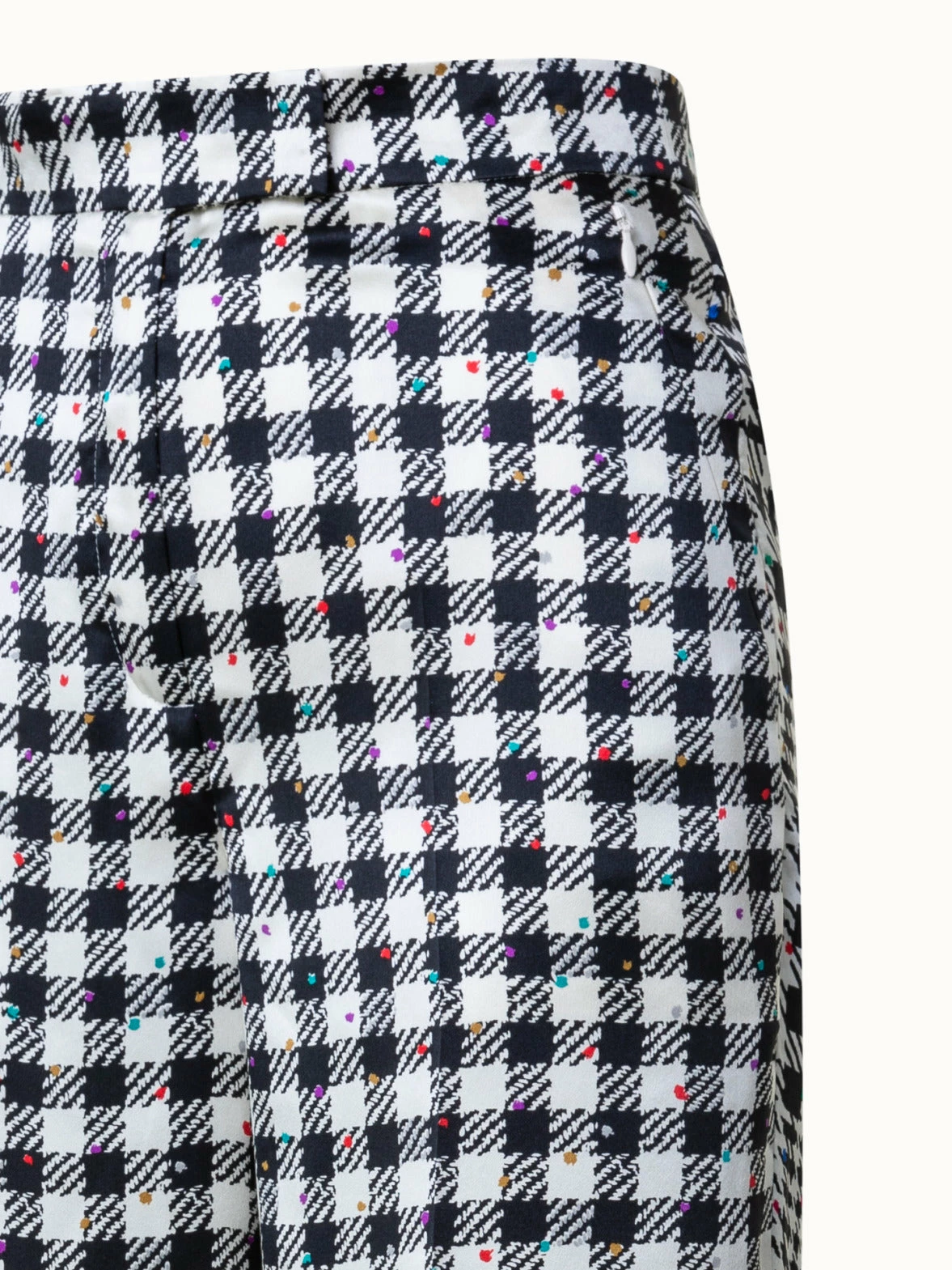 AKRIS Silk Satin Wide Leg Pants With Tweed Check Print 4 AKRIS Silk Satin Wide Leg Pants With Tweed Check Print - Image 4