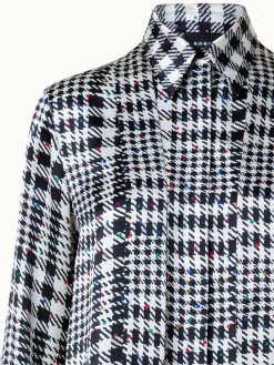 AKRIS Silk Satin Shirt Dress With Tweed Check Print -AKRIS sale 770808 473b01fc ebb6 4534 8b0e d2f01cd22695