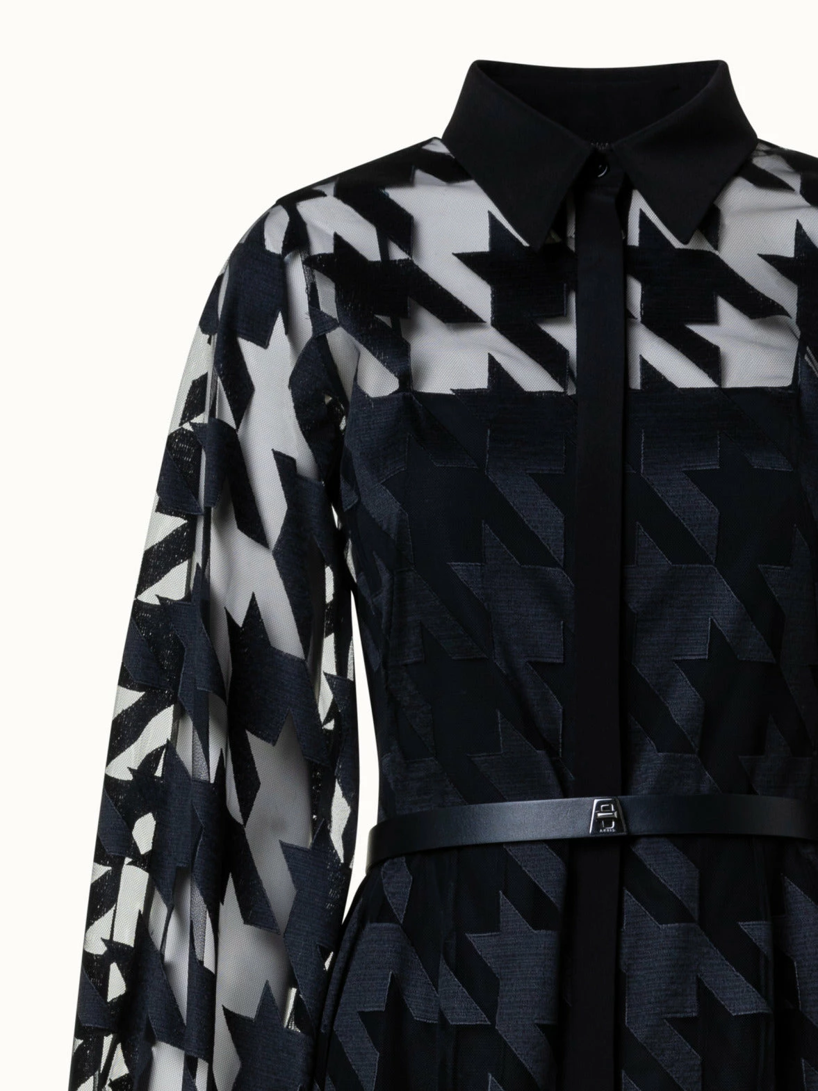 AKRIS Houndstooth Embroidery On Tulle Gown 4 AKRIS Houndstooth Embroidery On Tulle Gown - Image 4