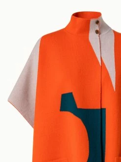 AKRIS Reversible Cashmere Knit Composed Letters Intarsia Double-Face Cape -AKRIS sale 771139