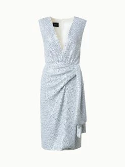 AKRIS Draped Two-Tone Sequins Dress