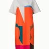 AKRIS Cotton Silk Double-Face Dress With Composed Letters Print