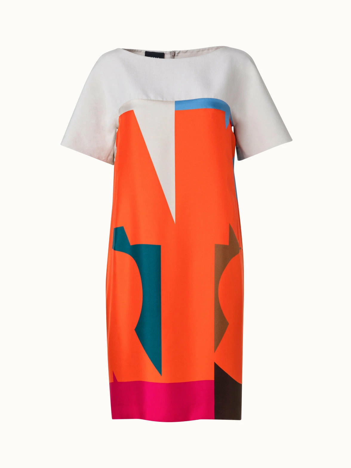 AKRIS Cotton Silk Double-Face Dress With Composed Letters Print 1 AKRIS Cotton Silk Double-Face Dress With Composed Letters Print