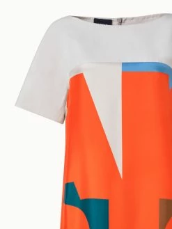 AKRIS Cotton Silk Double-Face Dress With Composed Letters Print 9 AKRIS Cotton Silk Double-Face Dress With Composed Letters Print -AKRIS sale 796668
