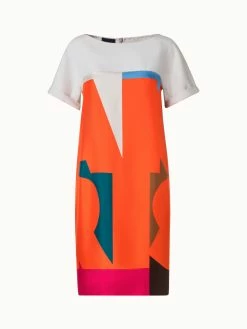 AKRIS Cotton Silk Double-Face Dress With Composed Letters Print 8 AKRIS Cotton Silk Double-Face Dress With Composed Letters Print -AKRIS sale 796670