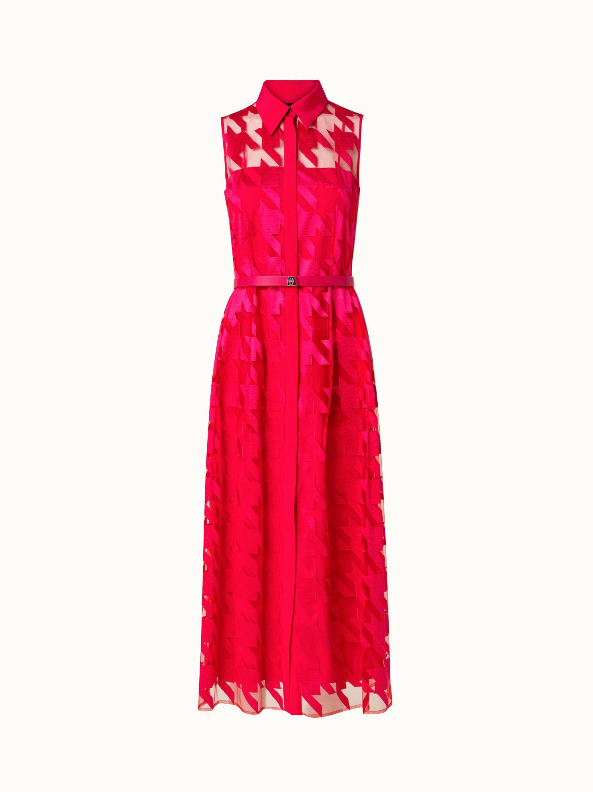 AKRIS Houndstooth Embroidery On Tulle Midi Dress 3 AKRIS Houndstooth Embroidery On Tulle Midi Dress - Image 3