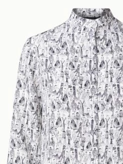 AKRIS Silk Crêpe Blouse With Croquis Print -AKRIS sale 804762