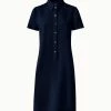 AKRIS Cotton Silk Stretch Double-Face Shirt Dress