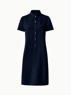 AKRIS Cotton Silk Stretch Double-Face Shirt Dress