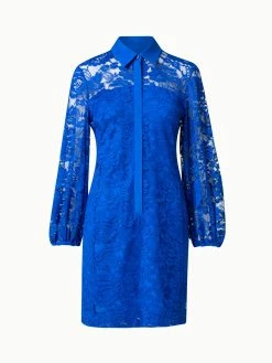 AKRIS Floral Techno Lace Shirt Dress