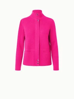 AKRIS Cashmere Piqué Knit Zip Cardigan