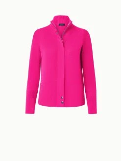 AKRIS Cashmere Piqué Knit Zip Cardigan -AKRIS sale 817708