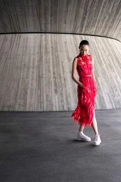 AKRIS Houndstooth Embroidery On Tulle Midi Dress 12 AKRIS Houndstooth Embroidery On Tulle Midi Dress -AKRIS sale 836531