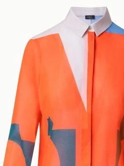 AKRIS Cotton Voile Blouse With Composed Letters Print -AKRIS sale 839705