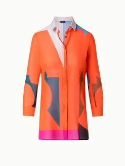 AKRIS Cotton Voile Blouse With Composed Letters Print -AKRIS sale 839706