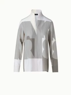AKRIS Silk Crêpe Blouse With Composed Letters Print -AKRIS sale 846848